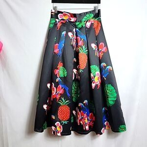 TEA & CUP.. flowy, parrot skirt..